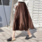 Gold Velvet Pleated Skirt Skirt New Large Size Velvet Long Skirt High Waist Mid-length Skirt Ladies A-line Skirt