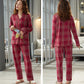 Women's Pajamas Set Plaid Pyjamas Cotton Sleepwear Suit Long Sleeve Shirt Home Wear Autumn Winter Tops and Pants Sets Casual Loose Nightwear