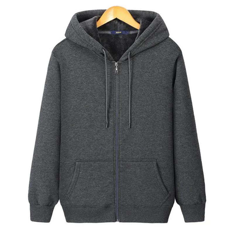 Autumn and Winter Sweatshirts Plus Fat Plus Size Plus Velvet Thick Men's Sweater Pure Cotton Hooded Zipper Fat Sweater