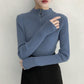 Fall/winter Core-spun Yarn Knitted Sweater Solid Color Zipper Slim Top Women