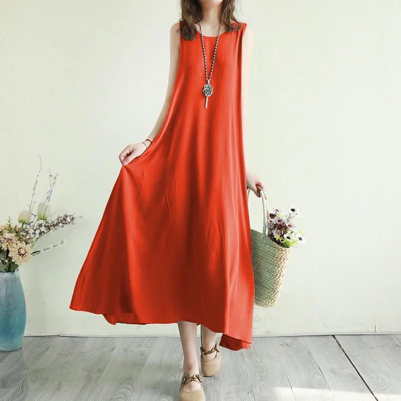 Sexy O-neck Long Dress Women's Sleeveless Long Dress Spring and Summer Women's A-line Dress