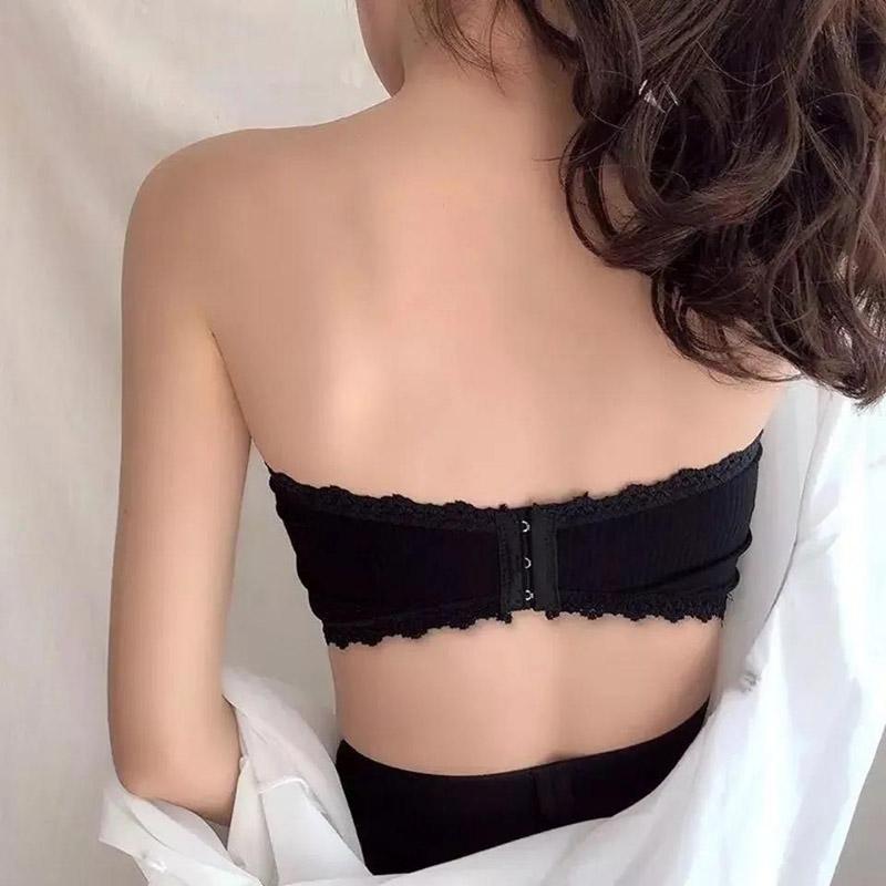 Korean Version One-piece Buckle with Lace Anti-glare Tube Top Wrap Chest Invisible Strapless Bra Underwear