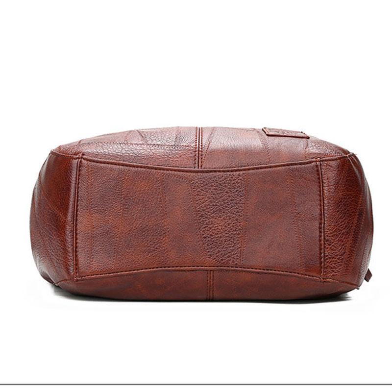 Vintage PU Leather Soft Leather All-match Tote Bag Simple One-shoulder Handbag Multi-layer Casual Lady Messenger Bag
