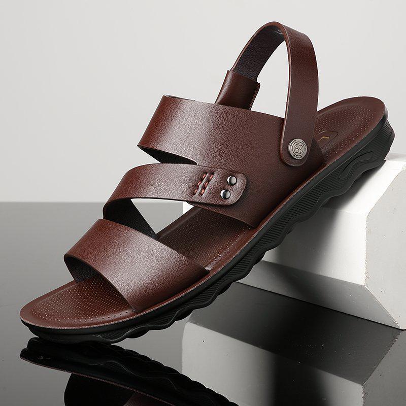 Summer Leather Shoes Men Sandals Classic for Male Soft Walking Beach Sandalias Sandal Slides