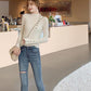 Long-sleeved Casual Bottoming Sweater Women's Spring and Autumn Thin Slim Half Turtleneck Buttoned Sweater Short Style Top