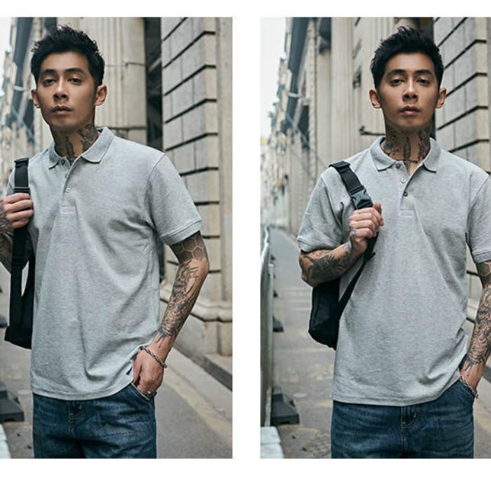 Men's Short Sleeve   Shirt Summer Youth Loose Lapel T-shirt Solid Color Half Sleeve Top