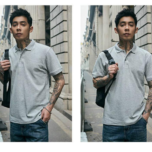 Men's Short Sleeve   Shirt Summer Youth Loose Lapel T-shirt Solid Color Half Sleeve Top
