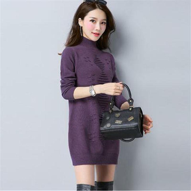 Half Turtleneck Wool Pullover Sweater Loose Mid-length Sweater Women Long Sleeve Bottoming Shirt