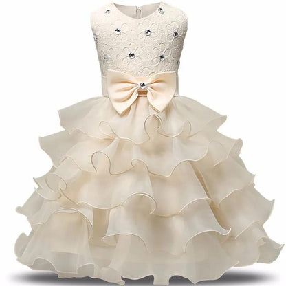 Girls Sleeveless Puffy Princess Dress Children's Wedding Dress Show Dress Bow Girls Cake Dress Sweet Waist A-line Skirt