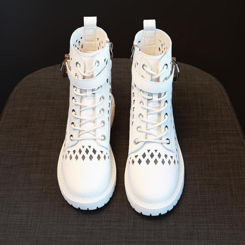 Women's Summer Thin Martin Boots All-match British Style Breathable Single Boots Mesh Cutout Boots