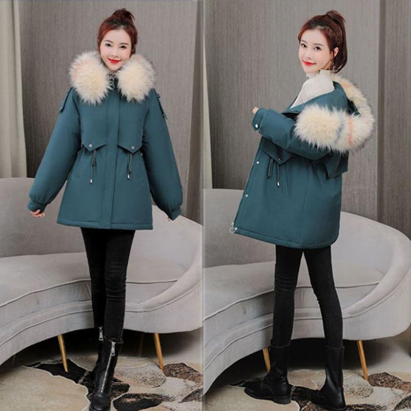 Winter Women's Cotton Jacket Jacket Mid-length Large Fur Collar Plus Down Jacket Thickening Plus Down Jacket