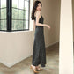 Polka Dot Sling Dress Female Long Section Over The Knee Simple Sexy A-line Skirt One-shoulder Long Skirt Polka Dot Pattern Ladies Slim Dress