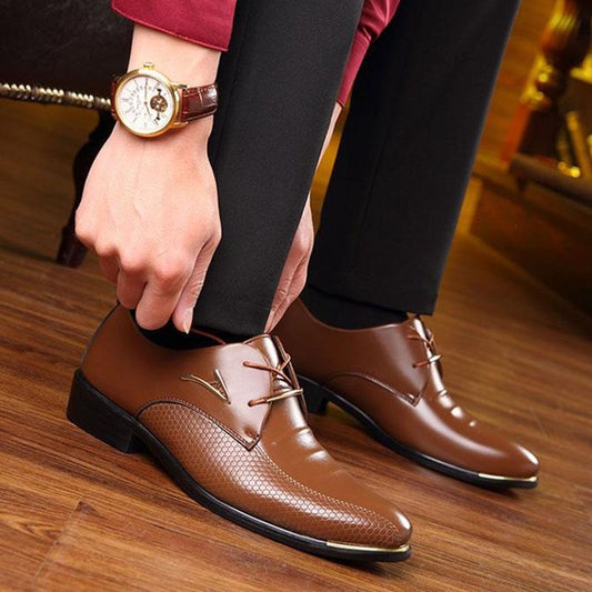 Men's Shoes Leather Embossing Classic Fashion Luxury Non Slip Mans Footwear Anti-slip Black