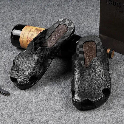 Summer Hole Shoes Men's Korean Soft-soled Fashion Slippers Non-slip Outer Wear Sandals Casual Beach Shoes Baotou Sandals