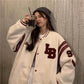 Spring and Autumn Cardigan Thin Sweater Women's Top Loose Student Baseball Uniform Jacket