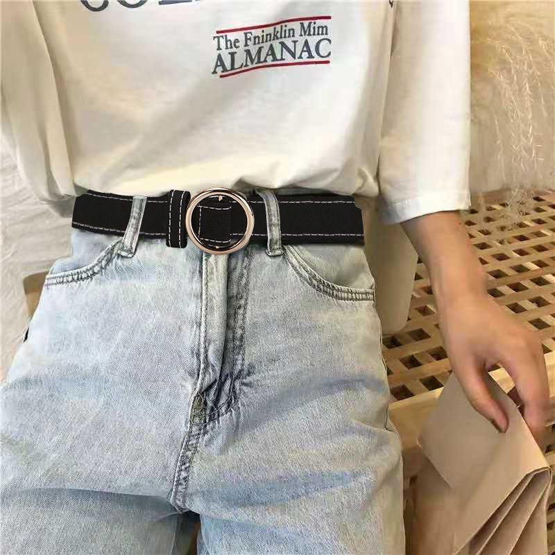 Belt Pants Belt Female Simple Wild Denim Youth Students Free Punching Woven Belts Casual