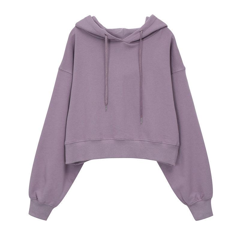 Sweatshirt Women's Short Loose Korean Style Spring and Autumn Hooded Pullover Top
