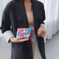 Women Clutches Printing Canvas Bag Portable Handbag Multi-Layer Wallets with Coin Pocket Zipper Purse