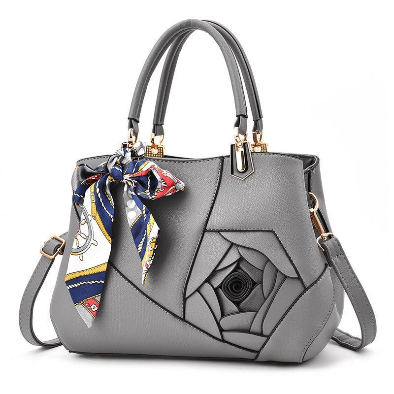 Women Bag Leather Handbag Women Shoulder Bag Tote with Rose Flowers