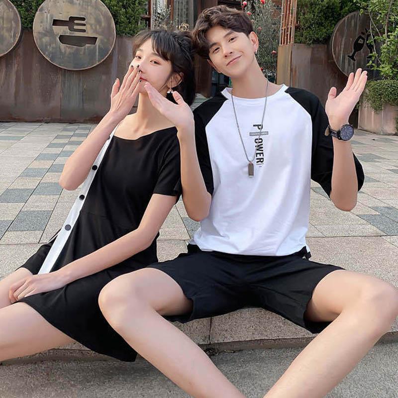 Pure Cotton Short-sleeved T-shirt Loose Men's Round Neck Teenager Korean Trend Men's Five-point Sleeve Top Clothes