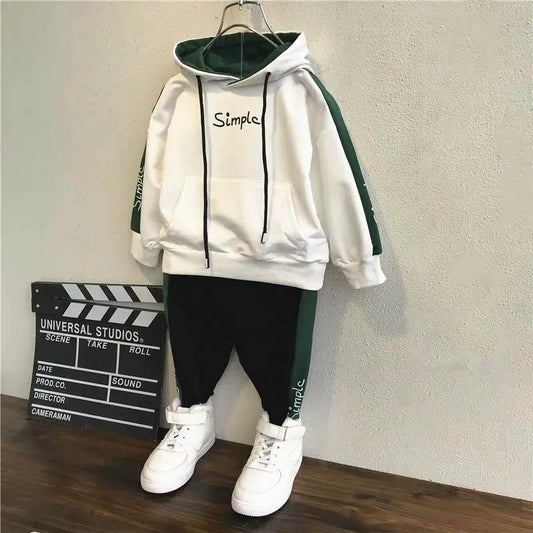 Spring Kids Suits Fashion Top Pants Two Piece Kids Casual Boys Girls Long Sleeve Print Cute Sports Hoodie Set