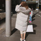 Women's Mid-length Cotton-padded Jacket Winter Fluffy Fur Collar Hooded Loose Down Cotton-padded Jacket Over-the-knee Padded Warm Jacket