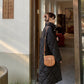Women's Long Padded Coat Over The Knee Loose Padded Diamond Check Coat