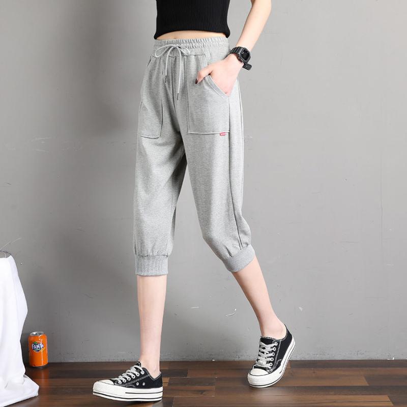 Cropped Trousers Women's Summer Dress Thin Loose and Thin Plus Size 7 Points Sports Shorts Casual Breeches Running Harem Pants