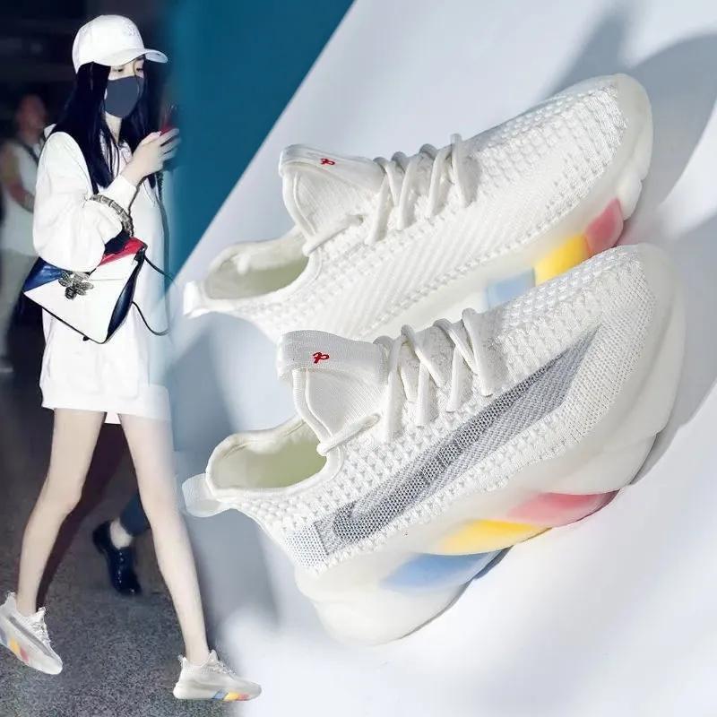 Women's Flying Woven Sneakers Summer Breathable Mesh Thin Lightweight Jelly-soled Coconut Shoes Casual Shoes