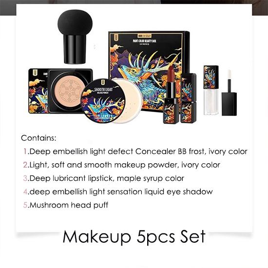 5/7pcs Makeup Gift Box Mushroom Head Air Cushion Foudation Mascara Powder Matte Lipstick Makeup Set