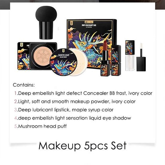 5/7pcs Makeup Gift Box Mushroom Head Air Cushion Foudation Mascara Powder Matte Lipstick Makeup Set