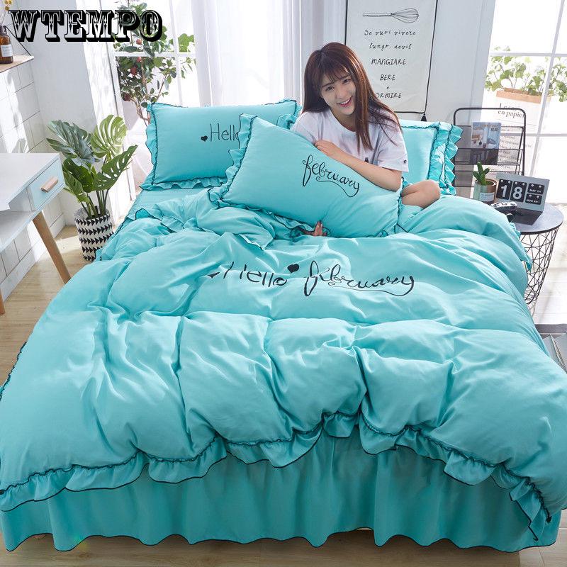 Microfiber Lace Princess Print Soft Duvet Cover Set Pillow Case Zipper Home Bedding Cover