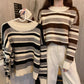 Lazy Style Striped Sweater Fashion Round Neck Long Sleeve Sweater Large Size Loose Pullover for Women