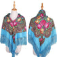 Women's Ethnic Style Square Scarf Printed Shawl Fringed Cotton Scarf Autumn Winter Warm Embroidered Shawl Multifunctional Turban Shawl Scarf 135x135cm