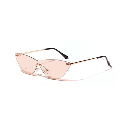 WTEMPO Borderless Siamese Sunglasses Cat Eye Retro Glasses UV-resistant transparent pink