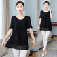 Women's Summer Chiffon Short Sleeve Large Size Round Neck Solid Color Loose T-Shirt