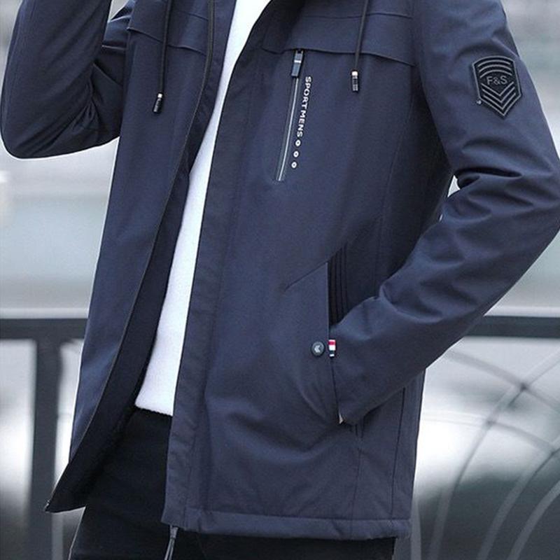 Jacket Men's Jacket Spring and Autumn Hooded Casual Youth Men's Windbreaker Mid-length Korean Style Clothes Men's Clothing