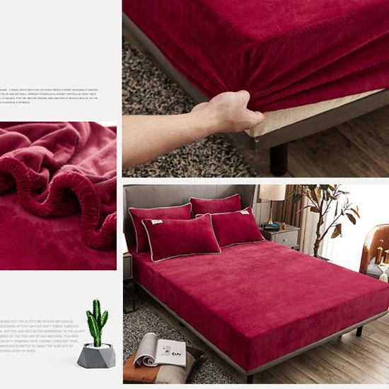 3pcs/set Thick Coral Velvet Mattress Cover Crystal Velvet Bedspread Plus Velvet Flange Winter Warm Bed Cover