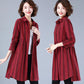 Long-sleeved All-match Plus Size Women's Striped Shirt Mid-length Shirt Temperament Top