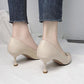 High Heels Women European Stiletto Mid-heel Pointed Toe Fashion High Heels Working Leather Shoes Women