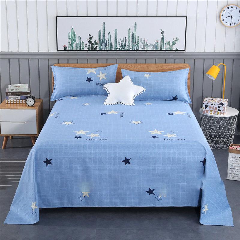 Three-piece Cotton Bed Sheet Full Sleep Single Fine Grain Coarse Cloth Non-fading Cotton Fabric Sweat-absorbent Breathable and Warm All Seasons