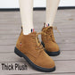 Pair of Woman Shoes Women's Fashion Brown Autumn Winter Boots Solid Lace PU Martin Boots