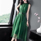 Solid Color Chiffon Vest Dress with Belt Large Size M-XXXL Women's Summer Sleeveless Round Neck Calf-length Daily Wear Office Dating Party Workplace