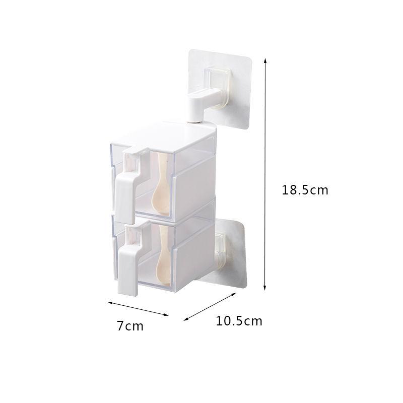 Net Celebrity Spice Box Multi-cell with Lid Household Multi-function Body Rotatable Wall-mounted Kitchen Set Storage Artifact