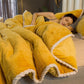 Double-layer Multifunctional Blanket Duvet Cover Single Thickened Warm Fleece Blanket Coral Flannel Nap Leisure Cover Blanket