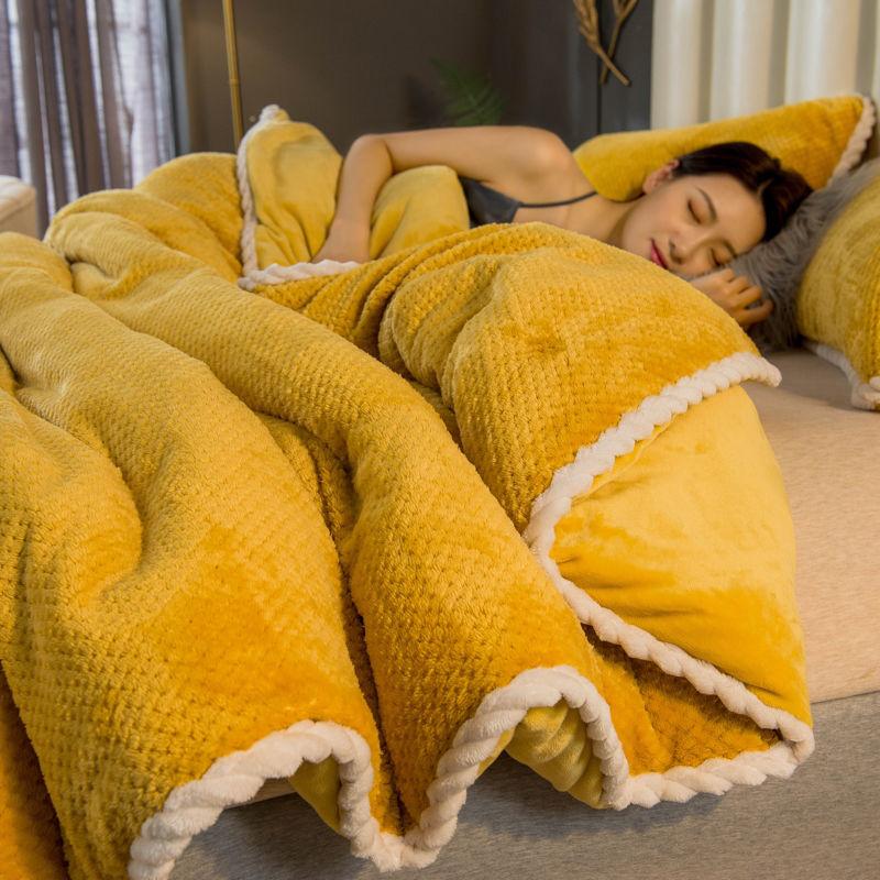 Double-layer Multifunctional Blanket Duvet Cover Single Thickened Warm Fleece Blanket Coral Flannel Nap Leisure Cover Blanket