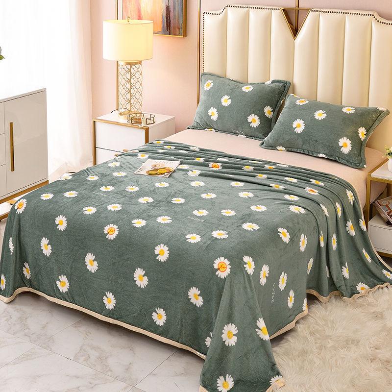 1.5/1.8/2m Bed Flannel Bed Sheet Single Double Coral Pile Blanket Double Sided Plush Bed Sheet Twin Queen King Size