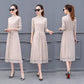 Women Solid Color Sweater Dress Long Section Turtleneck Lace Knitted Skirt Pullover