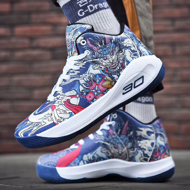 36-44 Men Sneakers Cartoon Basketball Shoes Non-slip Shockproof Lightweight Breathable Running Shoes