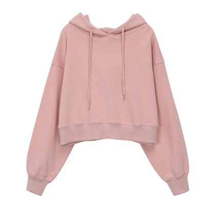 Sweatshirt Women's Short Loose Korean Style Spring and Autumn Hooded Pullover Top